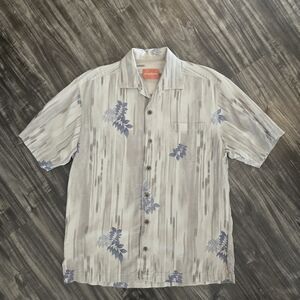 Tommy Bahama Gray and Blue Casual Button Down Shirt